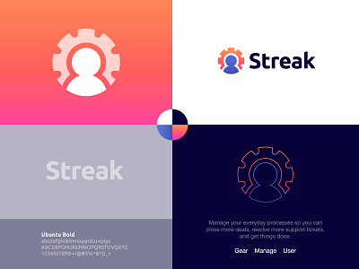 Streak - Logo Concept ⚙️⁣ brand identity design gear gmail human logo logo design manage manager managment process setting settings streak symbol ui user visual identity design wheel