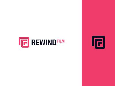 RewindFilm - Logo Design ⏪ f film films monogram motion movement r rent rewind smart logo studio video