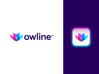 owline™ - Logo Design 🦉 animal logo arrow communication data down mascotte online online data owl owl logo owline protection transparent wordmark