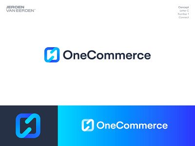 OneCommerce - Logo Design 1 app blue branding c commerce creative logo ecommerce gradient it logo modern logo monogram number one platform symbol tech