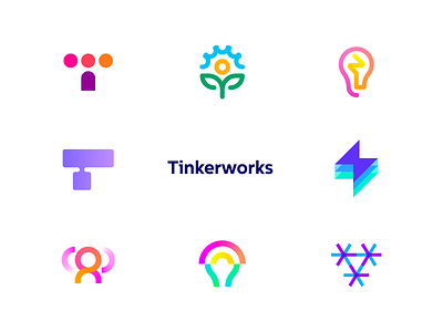 Tinkerworks - Logo Concepts a b c d e f g h i j k l m n bulb communication creative spark innovate interact letter t light logo monogram o p q r s t u v w x y z symbol t h e q u i c k b r o w n f o x teamwork tinker wordmark