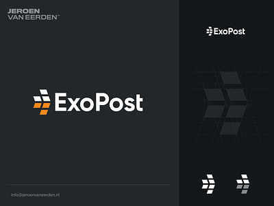 ExoPost - Logo Design arrow branding delivery exo logo package parcel post visual identity design