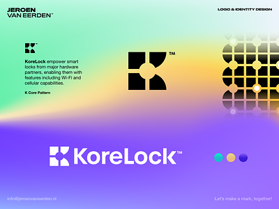 KoreLock - Logo Design (unused) arrow branding core door identity design k korelock lettermark lock logo minimal design monogram open pattern secure security simplicity wireless