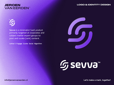 Sevva - Logo Design algorithm brand identity branding collectives curate engagement interact lettermark logo logo design platform pulse rate s s monogram saas sevva social visual identity wireless