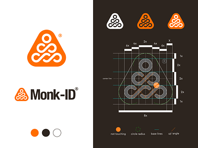 Monk-ID - Concept 3 🟠 balanced bold brand identity design goal infinity intelligent line logo monk process pure service smart symbol triangle urban visual identity design zen
