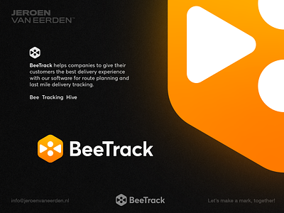 BeeTrack - Logo Redesign Proposal 🐝 bee buzz creative logo deliver delivery hexagon hive identity design jeroen van eerden logo logo design logo symbol package track tracking visual identity zoom
