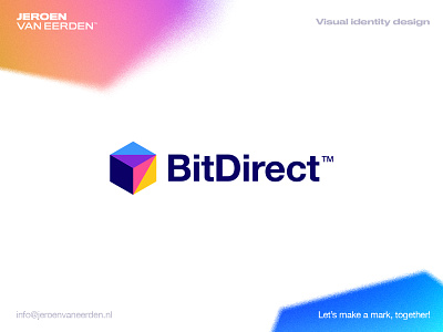 BitDirect - Logo Design ↗️ bit bitcoin blockchain branding connect creative logo design crypto cryptocurrency cube direct gradient hexagon logo logo design message paper plane startup visual identity design