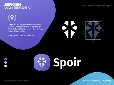 Spoir - Logo Design ✍️ blog brand identity design branding creative creative logo diamond logo logo symbol logomark online story pen spark spoir startup storytellers visual identity design write writing