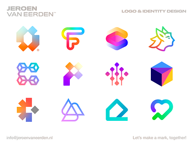 Logofolio Jeroen '22 branding creative design creative logo gradient identity design logo logo symbol logofolio modern logo monogram symbol visual identity design