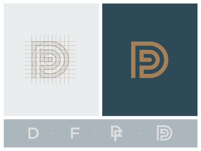 DF - identity construction d f monogram logo identity mark industrial organic construction grid