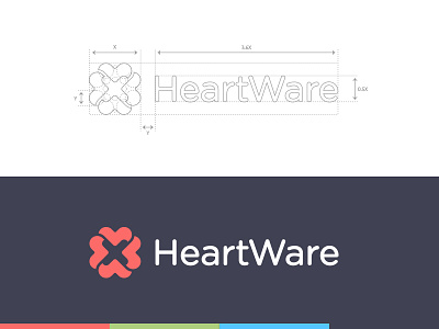 HeartWare identity. branding digital hardware heart heartware identity mark program software