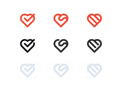 Heart Symbol Exploration. grid heart hearts icon logo love mark red symbol