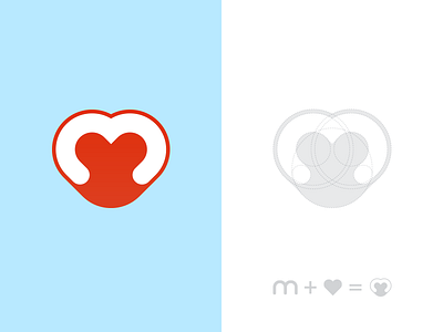 MakeLove Symbol. app branding couple date heart icon identity letter logo love m make love