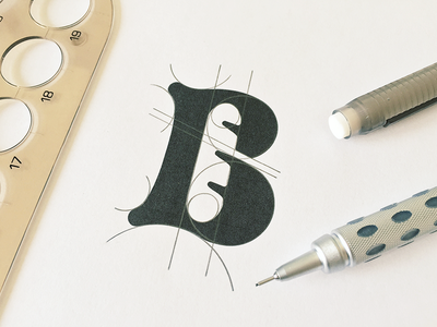 B for Bakery, perfecting the curves. b baguette bake bakery bread calligraphy craft craftwork minimal negative space sketch typeface