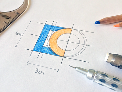 Credit identity - rough sketch branding color crayons credit finance identity logo mark measure pencils sketch