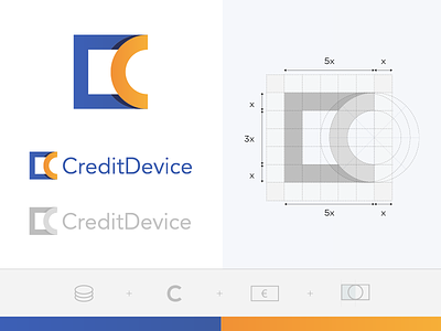 CreditDevice identity balanced branding construction credit device finance identity logo money pay symmetry