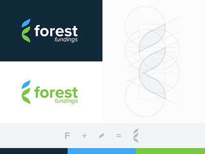 Forest Fundings branding finance forest funding green grid invest leaves logo money monogram nature
