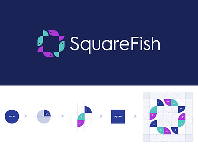 Square Fish abstract balance cube dynamic fish grid lens square swim symmetric symmetrical
