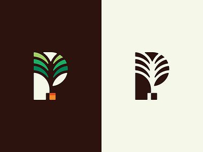 P for Plant branding energy green identity logo nature negative space p palm plant pot symbol