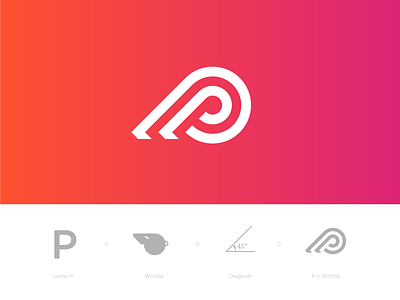 P Whistle - Logo Design. branding icon identity logo monogram negativespace p play whistle