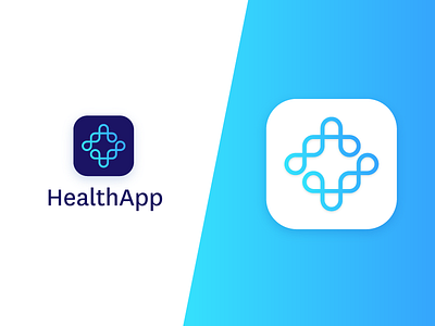 HealthApp app blue body check cross health human icon identity logo mark medic