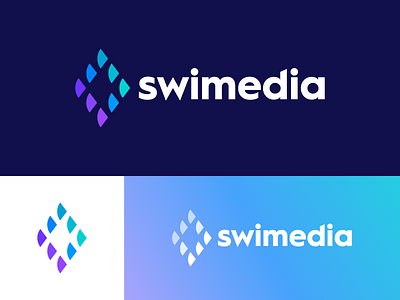 Swimedia - Logo Design fish fishes identity logo media negative space scales school sea software swimedia water