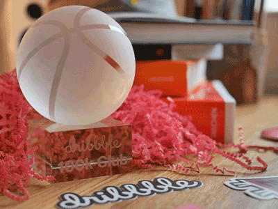 100k Club! baller ball likes like 100 trophy award dribbble club 100k
