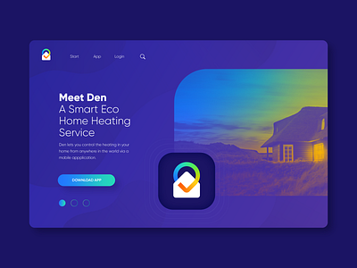 Branding for Den and Ui Mockup app application branding briefbox check checkmark den eco heat heating home house identity logo mark pin pinpoint symbol ui warm