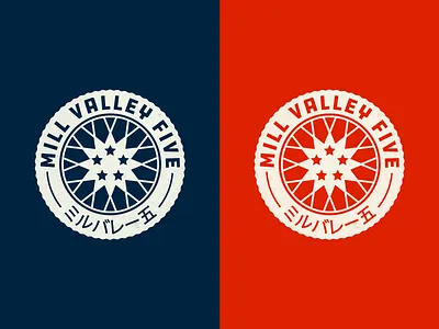 Mill Valley Five - Emblem Design america american bikes branding ddc five friends identity japan lettering logo mill motor motorbike spoke stars symbol usa valley wheel