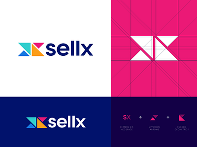 Sellx - Logo Design abstract arrow buy elevate identity design lead leads letter logo logo logo design monogram negative space platform s sell selling shift stock traffic x