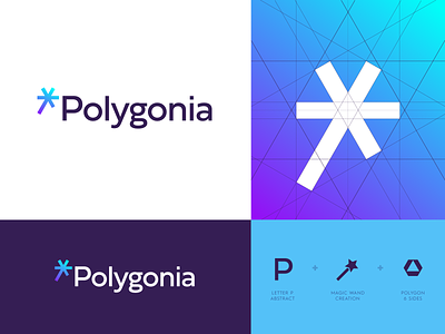 Polygonia - Logo Design branding creative logo hexagon icon icon design identity design jeroen van eerden logo logo design logo grid magic magic wand p monogram polygon polygonia polygons star