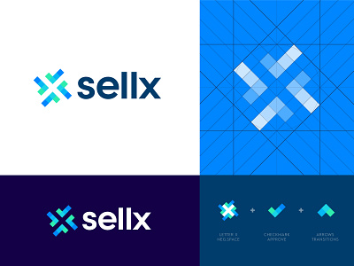 Sellx - Logo Design abstract arrow buy check elevate identity design lead leads letter logo logo logo design monogram negative space platform sell selling shift stock traffic x