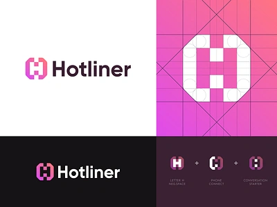 Hotliner - Logo Design branding connect conversation date dating design h monogram hot hotline hotline bling hotline miami identity jeroenvaneerden letter design lettering design logo logo design logo designer monogram phone