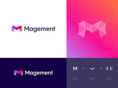 Magement - Logo Design abstract applications branding data service grid icon identity integration lettering logo logo design logo project magement mark monitoring monogram platform symbol