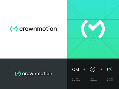 Crownmotion - Logo Design abstract logo branding check creative logo crown crownmotion identity identity design letter logo letter monogram lettermark logo logo design modern monogram motion production space time video