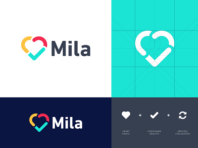 Mila - Logo Design 💚 air air pollution branding circulate custom lettering family filter health healthy heart identity identity design logo logo design logo redesign love mila protection purifier urban