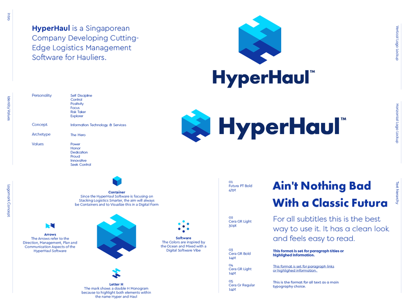 HyperHaul - Logo Option 3 arrows branding branding design creative logo cube data development haul haulier hyper hyperhaul identity identity design letter monogram logistics logo logo design management smart logo software