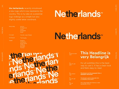 The Netherlands - Logo Redesign 🇳🇱🧡 branding country logo dutch dutch design holland identity identity design lettering lettering logo lettermark logo design logo design branding monogram nederland orange subtle design the netherlands visual identity wordmark