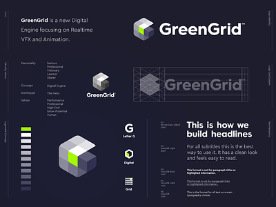 GreenGrid - Logo Design 🔋 animation branding development digital engine engine engines g monogram game green grid grid logo identity intelligence lettermark logo mark realtime vfx