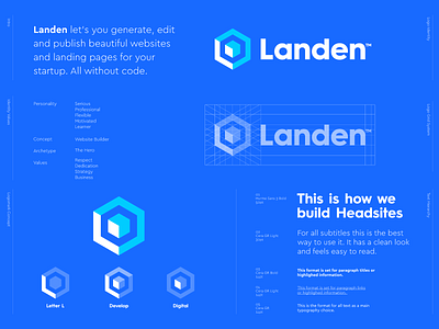 Landen - Logo Design 🏗️ brand identity develop development digital hexagon l monogram land landen landing landing page lettermark logo logo design monogram styleguide symbol web web design website