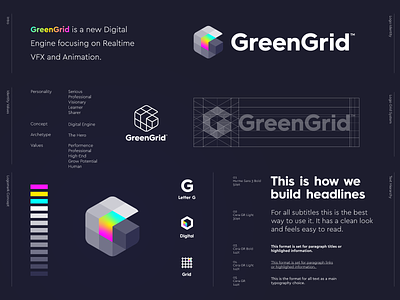 GreenGrid - Logo Design 🌈 animation branding development game gameboy green grid icon identity letter lettering logo logo design mark monogram nintendo play retro symbol vfx