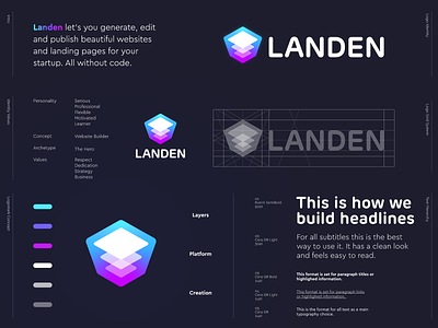 Landen - Logo Design 🏗️ branding builder generate grid icon identity jeroenvaneerden landen landing layer layer logo layers letter lettering logo mark monogram symbol web development website