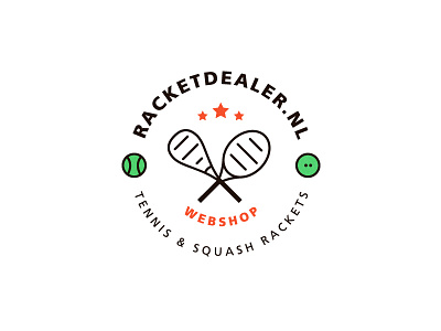 Racket Dealer badge. badge ball company dealer dribbble fun play racket shop web webshop