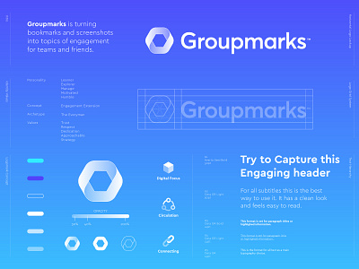 Groupmarks - Logo Design 🔄 book bookmark brand identity design communicate digital engage engagement group groupmark logo design manage management mark media multimedia record recording screenshot team transition