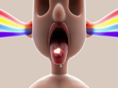 L(ike)SD 3d cgi character cinema4d colorful design drug face geometric like like button lips mouth portrait skin tongue