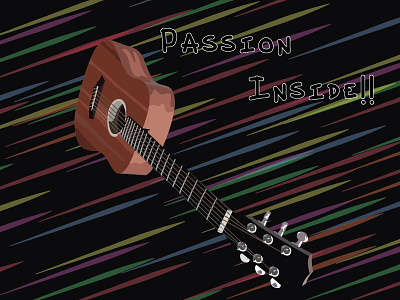 Passion Inside!! art colors guitar illustration. vector