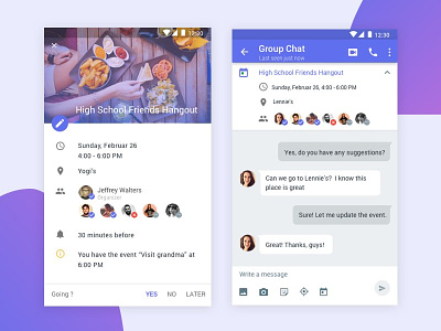 Party Assistant chat event material design schedule