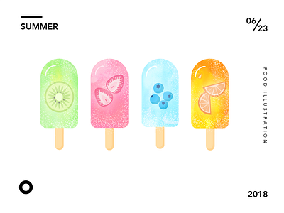 Fruit popsicles dessert food fruit illustration kiwi orange strawberry summer yammy