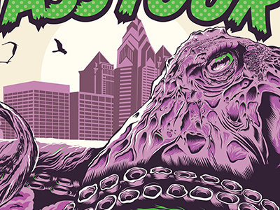 Big Ass Tour Poster city design gig poster illustration music octopus poster rock poster