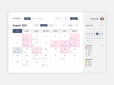 Calendar UI design minimal ui ux yashaswikethu